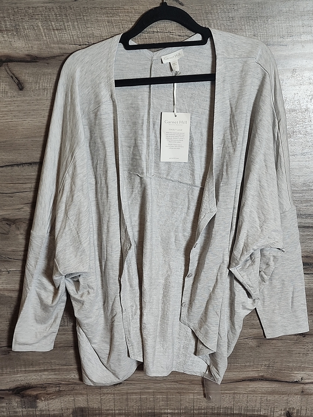 Garnet Hill French Terry Cocoon Cardigan In Light Gray - Picture 3 of 10